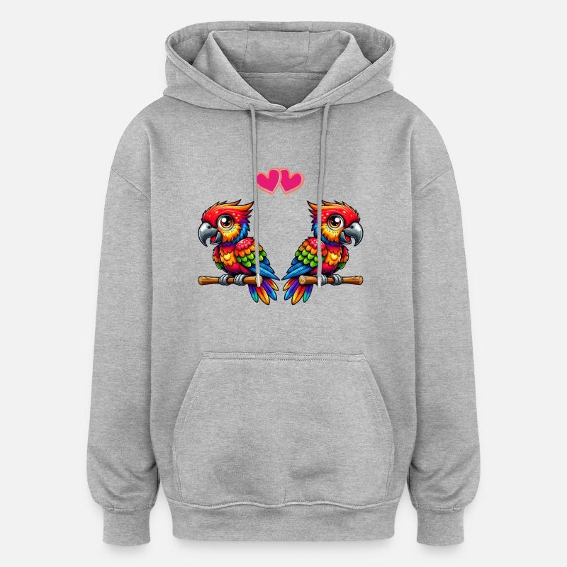 L’amour du perroquet - Sweat à capuche oversize unisexe - gris chiné
