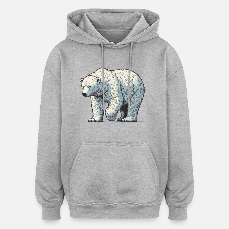 Ours blanc - Sweat à capuche oversize unisexe - gris chiné