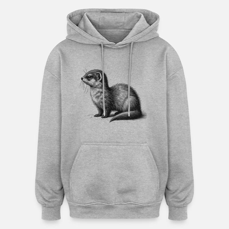 Hermine - Sweat à capuche oversize unisexe - gris chiné