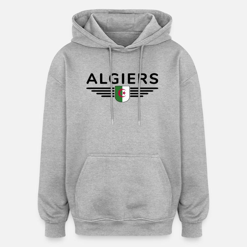 Alger Design – Capitale de l’Algérie - Sweat à capuche oversize unisexe - gris chiné