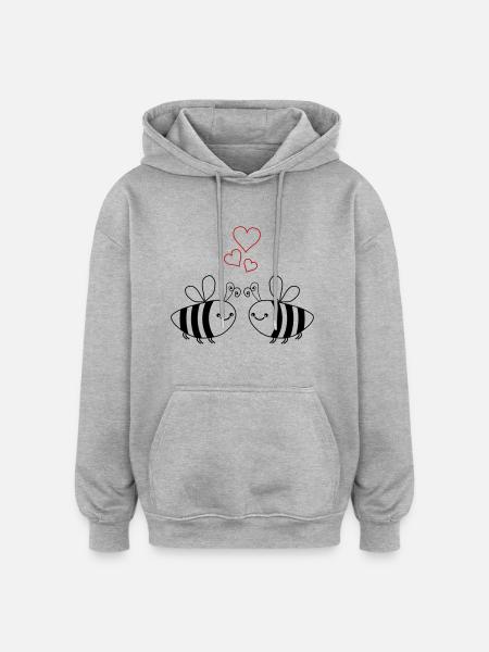 Bee Love - Oversized Unisex Hoodie - heather grey