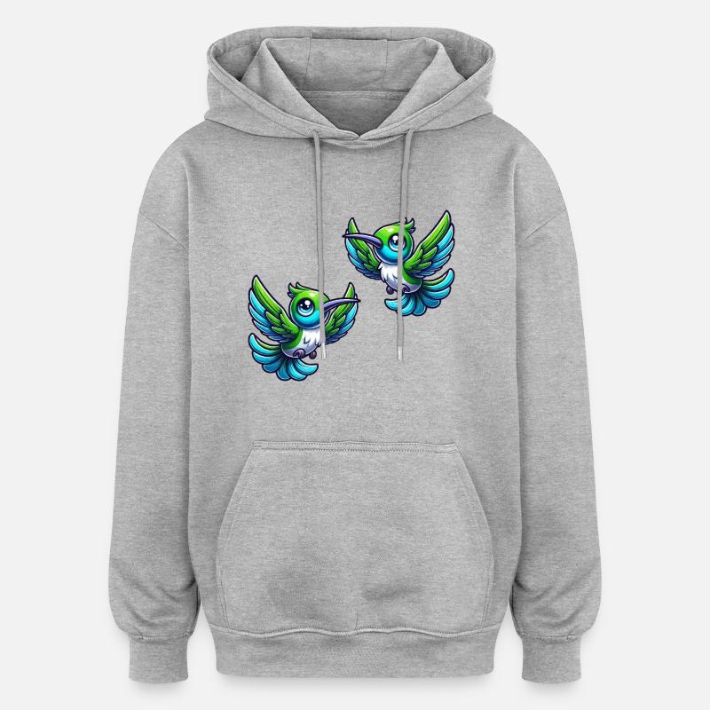 Colibri Oiseau 2 - Sweat à capuche oversize unisexe - gris chiné
