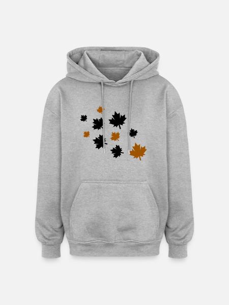 Maple Leaves - Oversized Unisex Hoodie - heather grey