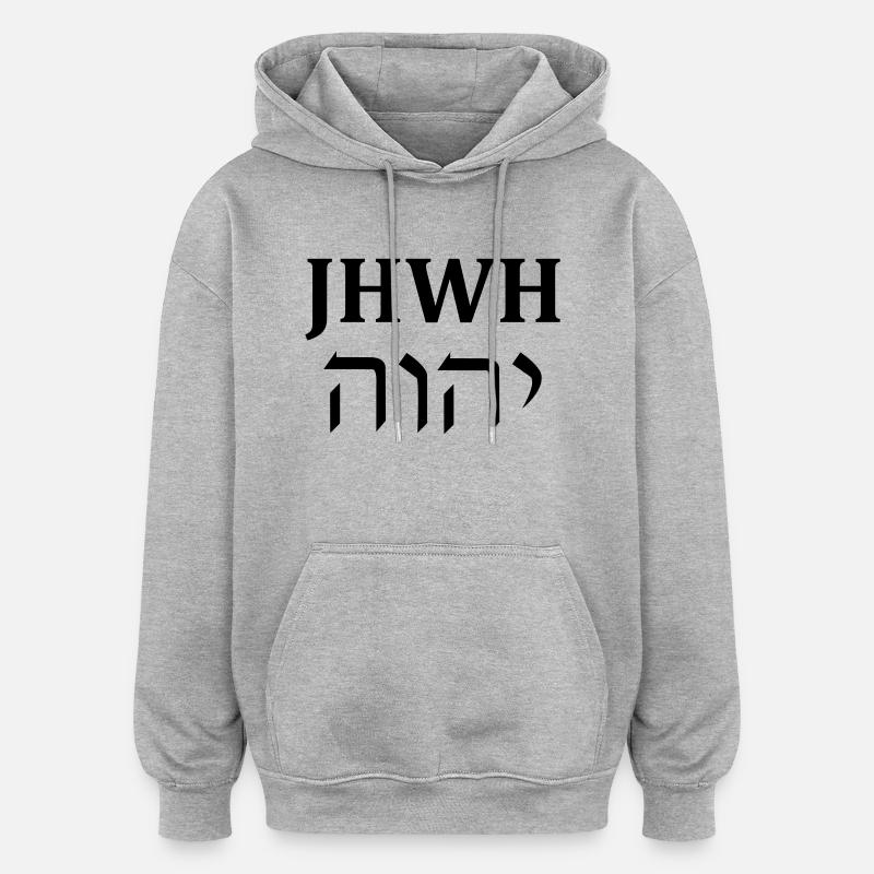 YHWH - Sweat à capuche oversize unisexe - gris chiné