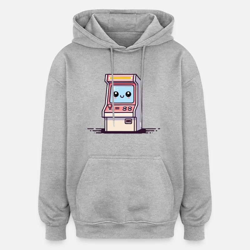 Borne d’arcade heureuse - Sweat à capuche oversize unisexe - gris chiné