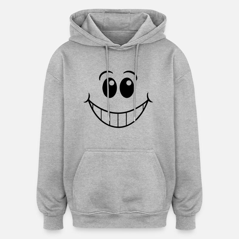 visage souriant - Sweat à capuche oversize unisexe - gris chiné