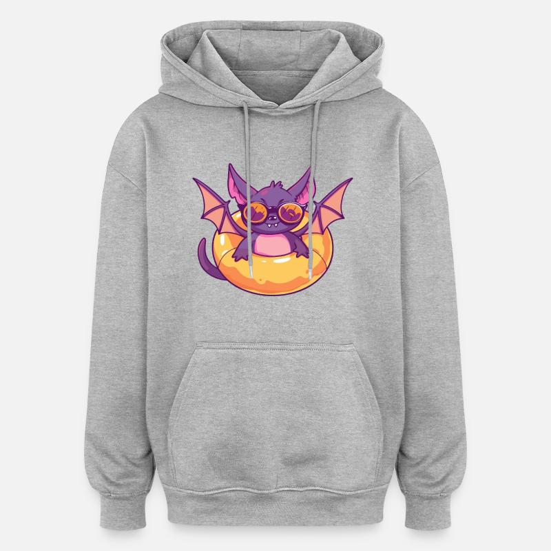 Chauve-souris Bande Dessinée Cool - Sweat à capuche oversize unisexe - gris chiné