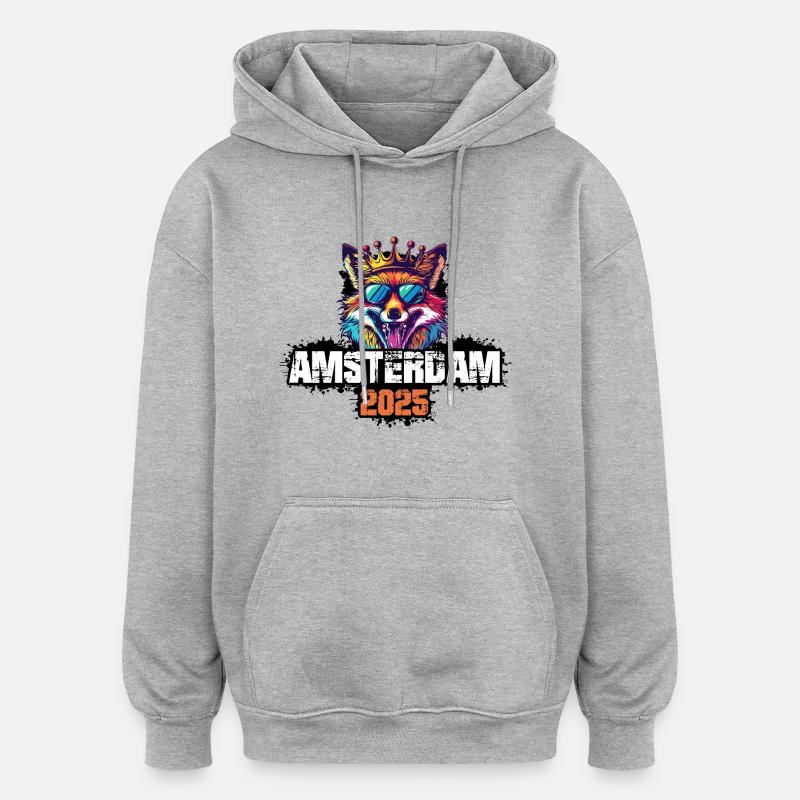 Amsterdam 2025 Vacation Fox - Oversized Unisex Hoodie - heather grey