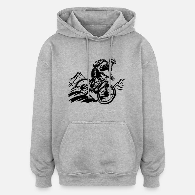 Mountainbiker Mountainbike - Oversized Unisex Hoodie - Grau meliert