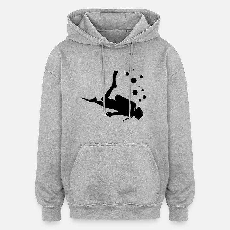 taucher - Oversized Unisex Hoodie - Grau meliert