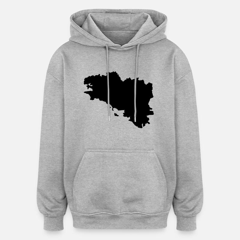 Bretagne - Sweat à capuche oversize unisexe - gris chiné