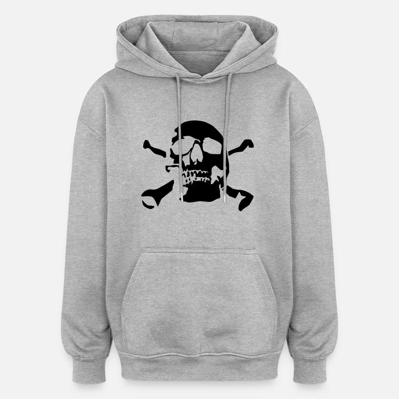 skull_and_bones - Sweat à capuche oversize unisexe - gris chiné