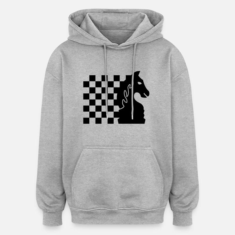 schach_pferd_b_1c - Oversized Unisex Hoodie - heather grey