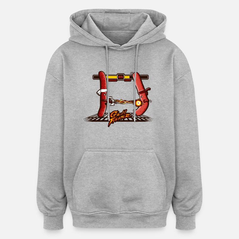 Barbecue - Sweat à capuche oversize unisexe - gris chiné