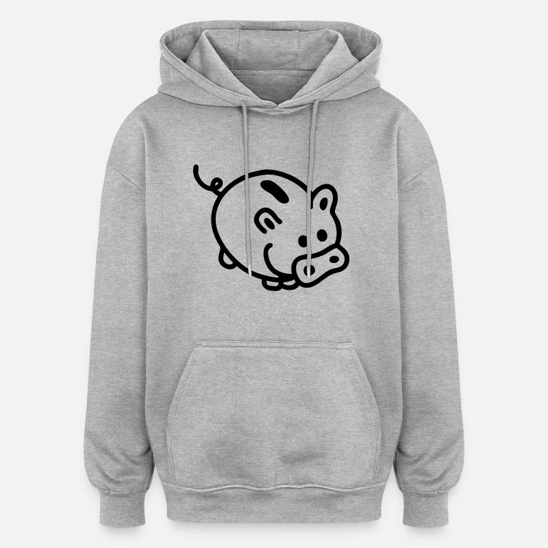Sparschwein - Line - Oversized Unisex Hoodie - Grau meliert