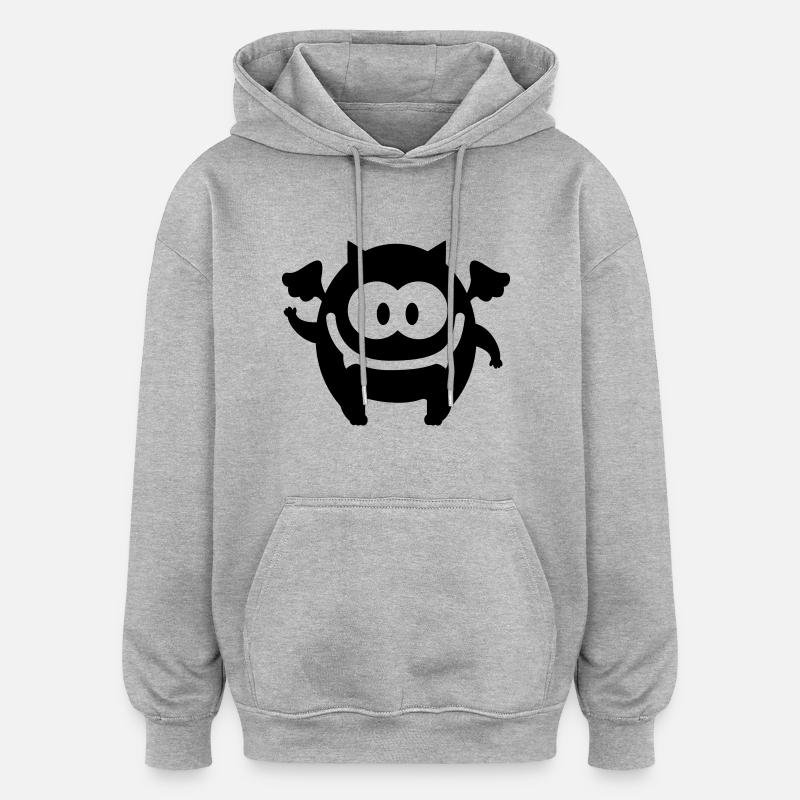 Monsterchen - Line - Oversized Unisex Hoodie - Grau meliert