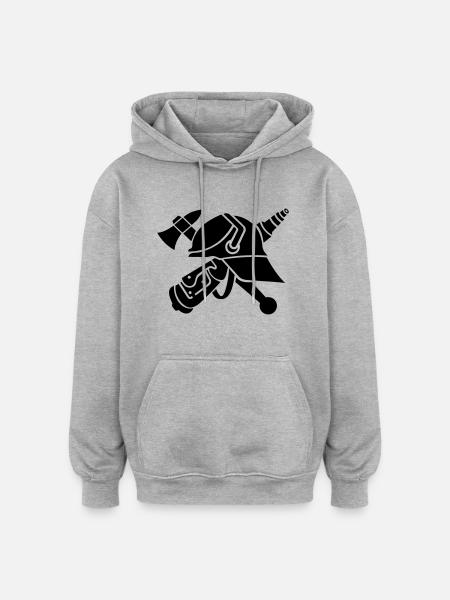 Feuerwehr Logo - Oversized Unisex Hoodie - Grau meliert