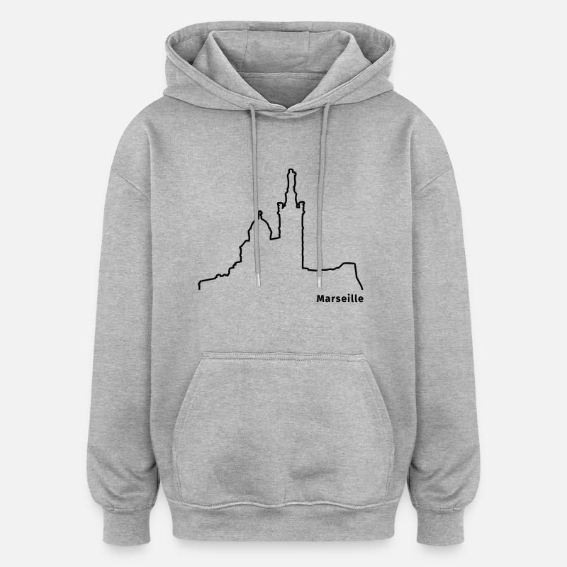 Marseille - Sweat à capuche oversize unisexe - gris chiné