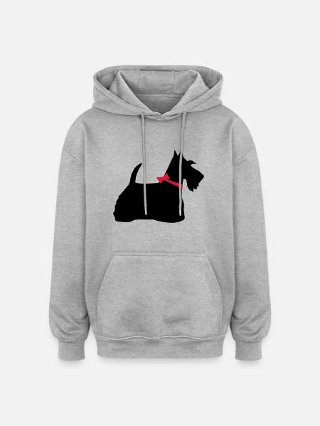Scotch Terrier - Sweat à capuche oversize unisexe - gris chiné