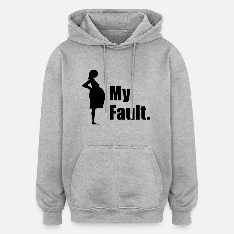 Mon défaut. motif de grossesse. - Sweat à capuche oversize unisexe - gris chiné