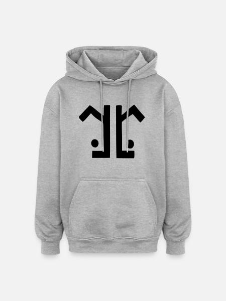 logo gerade klein - Oversized Unisex Hoodie - Grau meliert