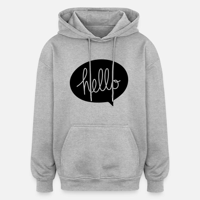 HELLO Sprechblase - Oversized Unisex Hoodie - Grau meliert