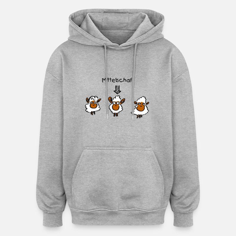 Mittelschaf - Oversized Unisex Hoodie - Grau meliert