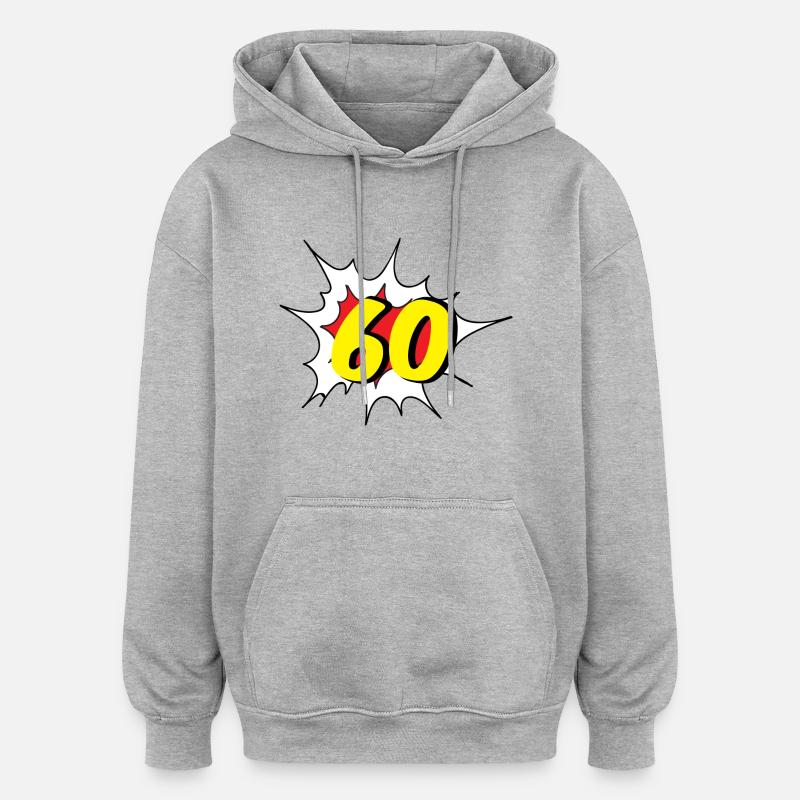 60e anniversaire: 60 - Sweat à capuche oversize unisexe - gris chiné