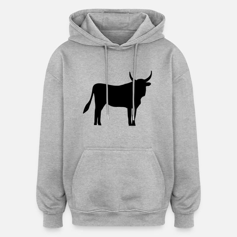 Taureau - Sweat à capuche oversize unisexe - gris chiné