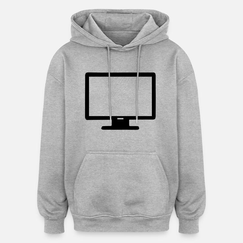 Computer Bildschirm - Oversized Unisex Hoodie - Grau meliert