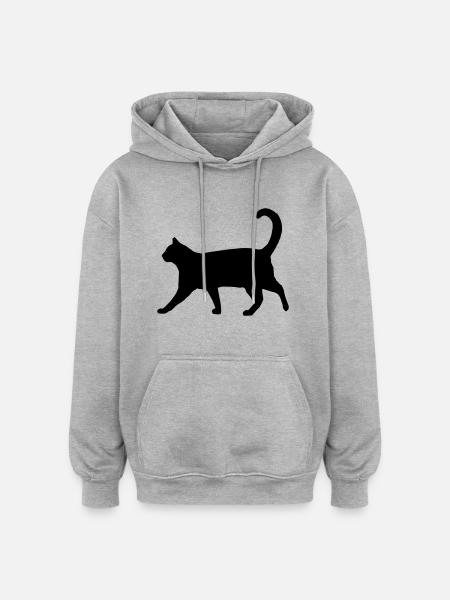 Cat. - Sweat à capuche oversize unisexe - gris chiné