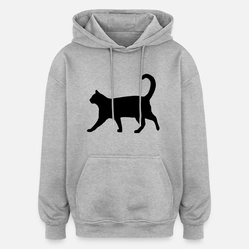 Cat. - Sweat à capuche oversize unisexe - gris chiné