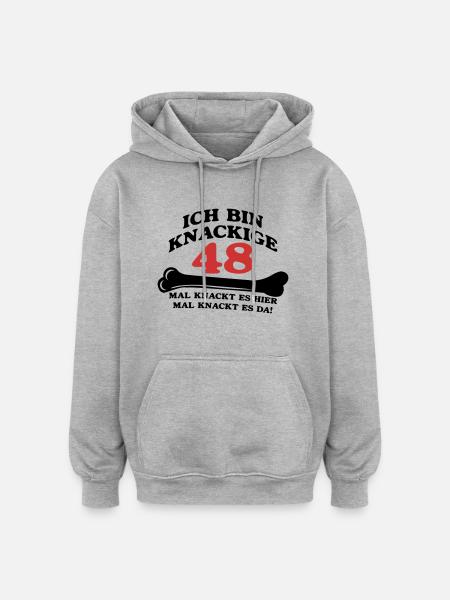 Birthday - I'm 48 Crunchy - Oversized Unisex Hoodie - heather grey