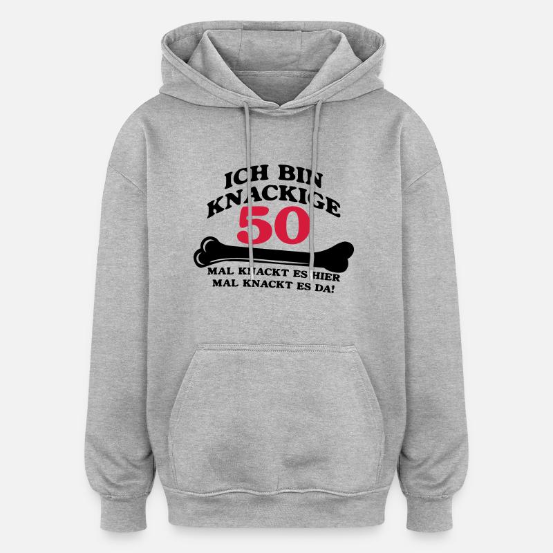 Anniversaire - je suis Crunchy 50 - Sweat à capuche oversize unisexe - gris chiné