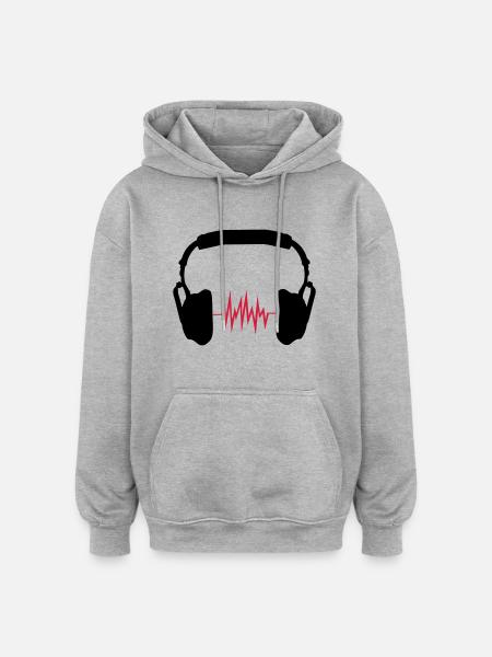 écouteurs - Sweat à capuche oversize unisexe - gris chiné