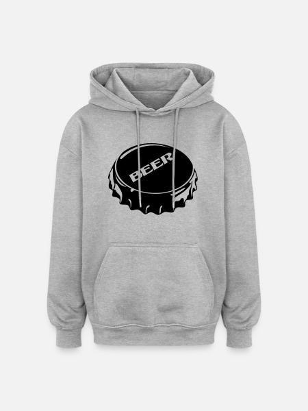 Bierdeckel - Oversized Unisex Hoodie - Grau meliert