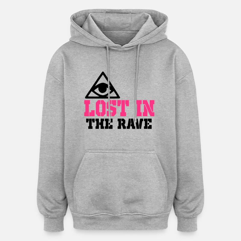 perdu dans la rave - Sweat à capuche oversize unisexe - gris chiné