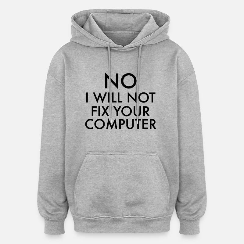 Computer Geek - Sweat à capuche oversize unisexe - gris chiné