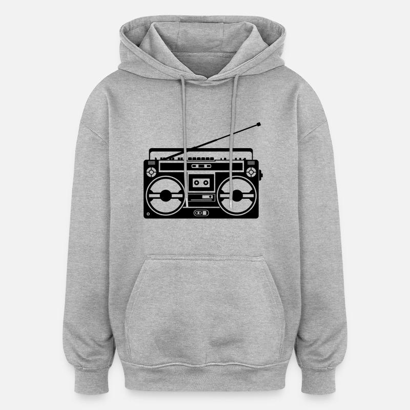 Ghetto Blaster Retro - Oversized Unisex Hoodie - heather grey