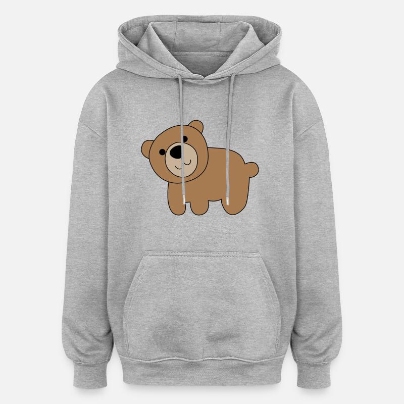 Ours - Sweat à capuche oversize unisexe - gris chiné