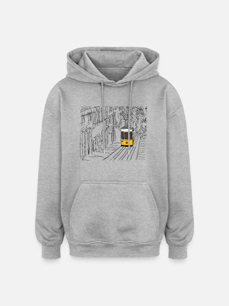 Lisbon tram - Oversized Unisex Hoodie - heather grey