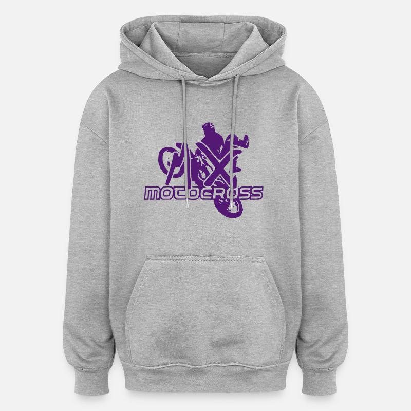 motocross freestyle - Sweat à capuche oversize unisexe - gris chiné