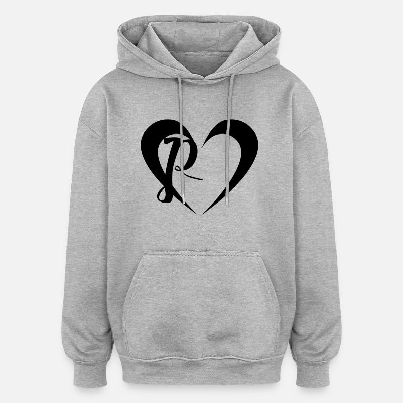 Cœur avec P - Sweat à capuche oversize unisexe - gris chiné