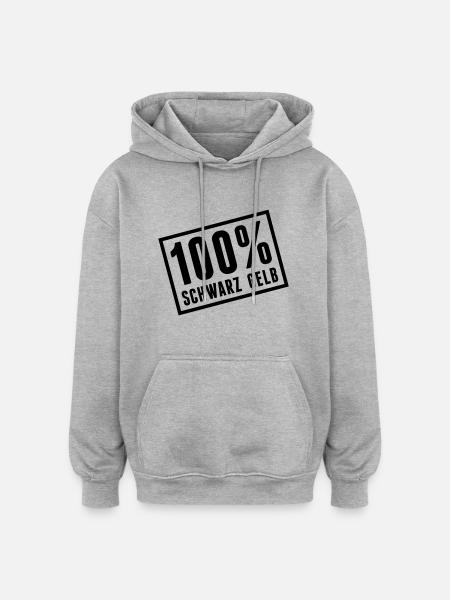 100_schwarz_gelb__f1 - Oversized Unisex Hoodie - Grau meliert