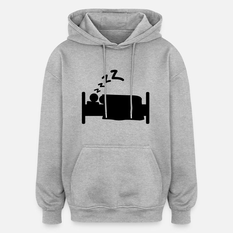 sleep___f1 - Sweat à capuche oversize unisexe - gris chiné