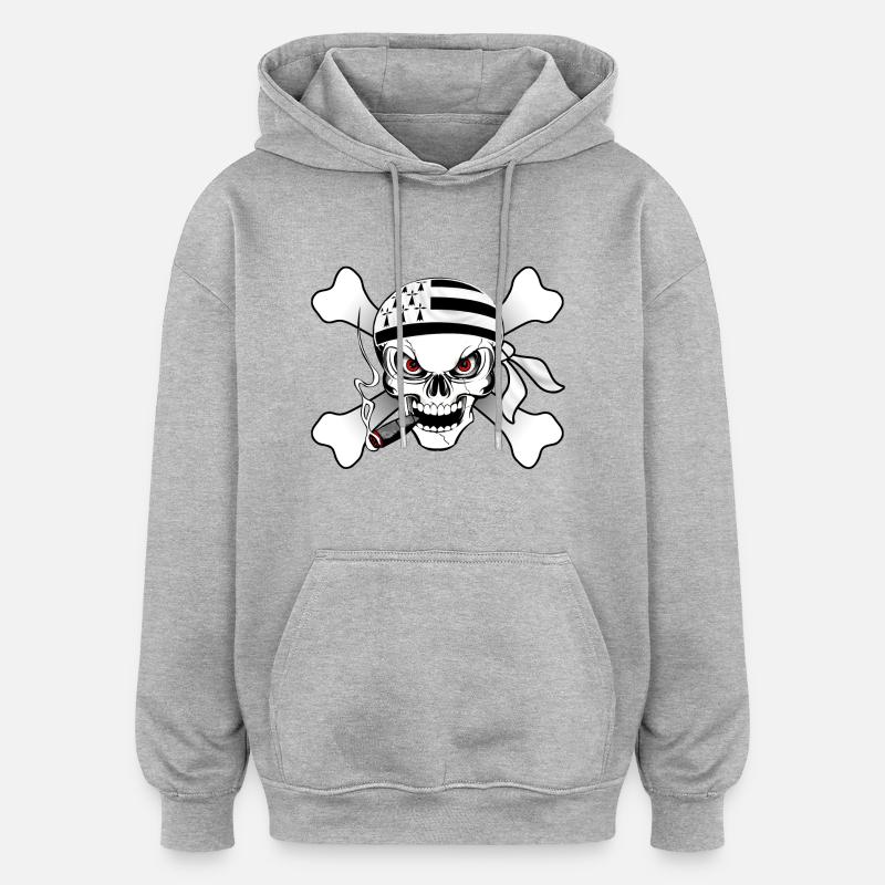 breizh Biker-Design - Oversized Unisex Hoodie - Grau meliert