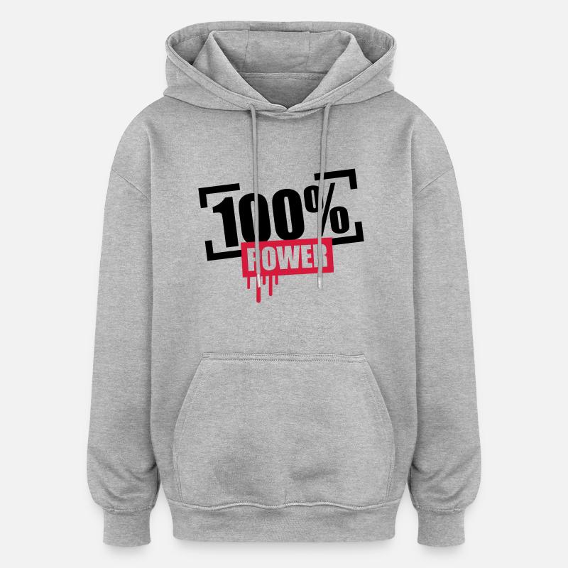 100 % de puissance Stempel - Sweat à capuche oversize unisexe - gris chiné