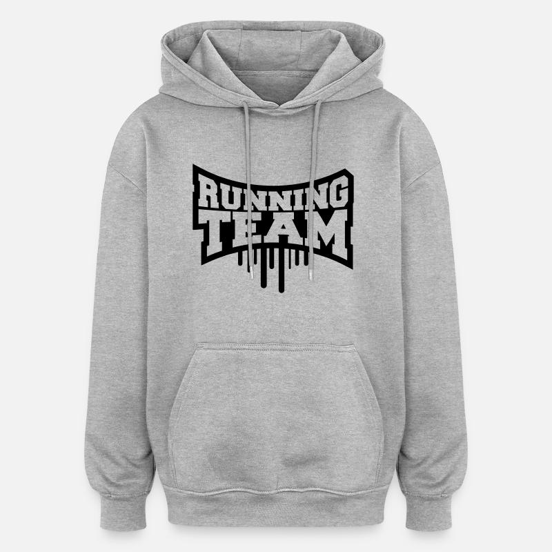 Cool Running Team Graffiti - Sweat à capuche oversize unisexe - gris chiné