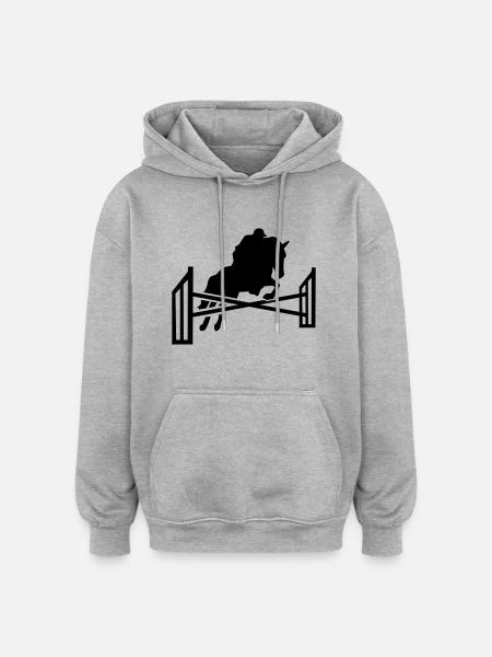 Springreiten - Oversized Unisex Hoodie - Grau meliert