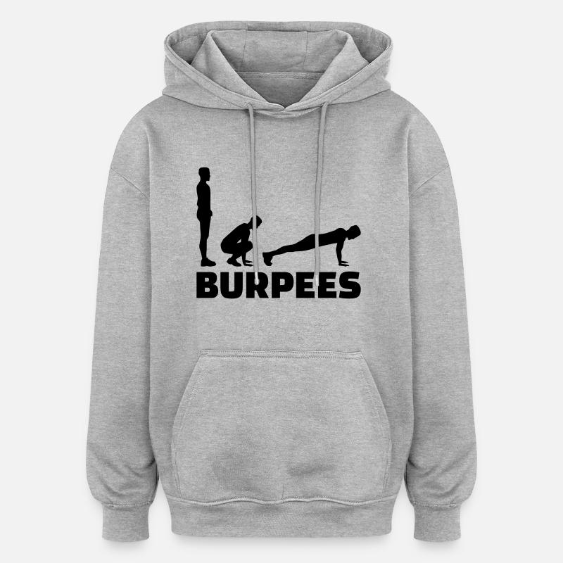 Burpees - Sweat à capuche oversize unisexe - gris chiné